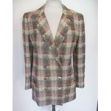 Chanel Multi-colored Blazer With Chanel Silver Logo Button`s Sz 8-10/ Euro 42-40