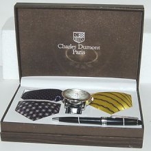 Charles Dumont Paris Large Face Watch Three Tie Ink Pen Set