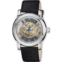 Charles Hubert Mens Black Leather Skeleton Automatic Watch XWA3216