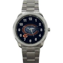 Chicago Bears 10 Unisex Silver-Tone Sports Metal Watch