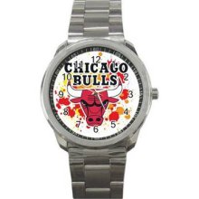 Chicago Bulls Unisex Silver-Tone Sports Metal Watch 01