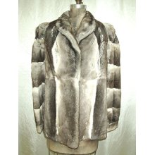 Chinchilla Dyed Rex Rabbit Fur Jacket Size 4-6 Small Furs Great Condition