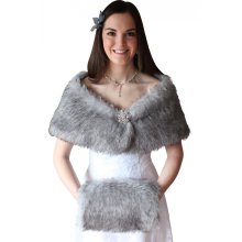 Chinchilla Grey Faux Fur Wrap