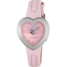 Chronotech Children's Pink Leather Heart-shaped Rhinestone