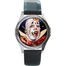 Circus Clown Pointing Unisex Round Wrist Watch