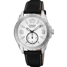 Citizen Ao3010-05a Men's Quartz Leather Band White Dial Casual Sports Watch