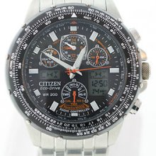 Citizen Men's Jy0000-53e Eco-drive Skyhawk A-t St. Steel Black Dial Watch