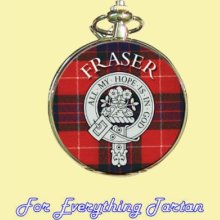 Clan Fraser Tartan Clan Crest Silver Plated Mens Pocket Watch - Wool - Multi-color