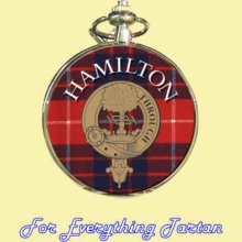 Clan Hamilton Tartan Clan Crest Silver Plated Mens Pocket Watch - Wool - Multi-color