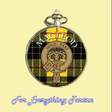 Clan MacLeod of Lewis Tartan Clan Crest Silver Plated Mens Pocket Watch - Wool - Multi-Colored