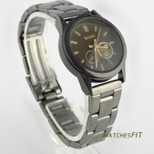 Classic Couple Lover Gift Fashion Black Analog Quartz Wrist Watch Lady Women