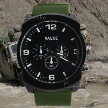 Cool Mens Military Green Silicone Quartz Lady Wristwatch Seel Analog Sport Ie004