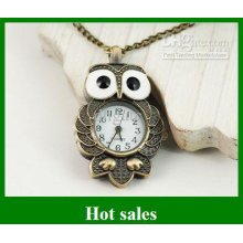 Cute Owl Necklace Watches Men Sports Quartz Pocket Watch Friendship