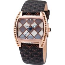 Cute Plaid Leather Strap Barrel Dial Crystal Ladies Girls Watches Crystals 71017