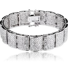 CZ Collections Cubic Zirconia and Sterling Silver Wide Pave Bracelet