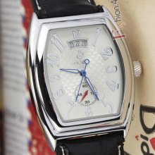 Date Irregular White Mechanical Automatic Mens Watch Square Leather Goer