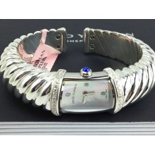 David Yurman Waverly Mother Of Pearl Silver Diamond Cuff Bracelet Watch