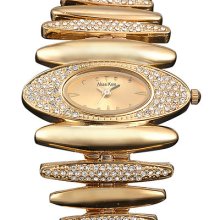 Deluxe Alias Kim Gold Ellipse Crystals Ladies Quartz Alloy Stainless Steel Watch