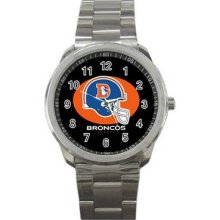 Denver Broncos Unisex Silver-Tone Sports Metal Watch 10