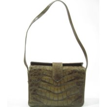 Designer Brown Crocodile Square Shoulder Handbag