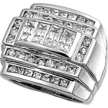 Designer Inspired Invisible Princess Cut Men's Cubic Zirconia...