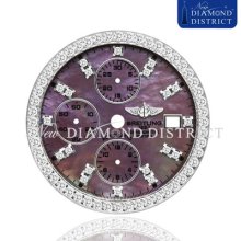 Diamond Purple Mother Of Pearl Dial Set For Breitling Super Avenger Watch