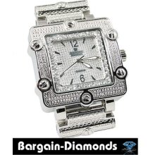 Diamond Retro Mens Watch Silver Tone Ice Out Master Techno Designer Hip Hop Maxx