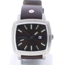 Diesel Men's Watch Dz1225 Brown Dial W Date Leather Strap Luminous Hands/markers