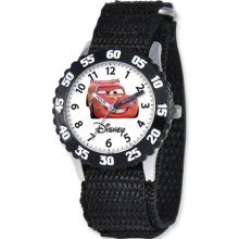 Disney Cars Lightning McQueen Black Velcro Band Time Teacher Watch