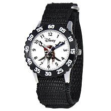 Disney Kids Pirates of the Caribbean Time Teacher Velcro Watch - Black Black