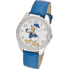 Disney Ladies Donald Duck Blue Strap Watch with Round Shaped Dial and Crystal Bezel