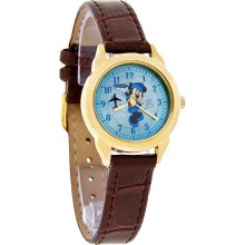 Disney Lds Minnie Mouse Flight Attendant Moving Airplane Watch Mc2257d