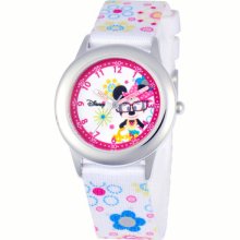 Disney Watch, Kids Minnie Mouse Time Teacher Floral Printed Nylon Stra