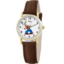 Disney Women's Goofy Bi-Color Cardiff Brown Croco Leather Strap Watch #0803C004d075s007