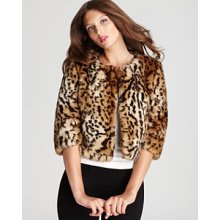 DKNY Cropped Leopard Faux Fur Jacket