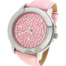 Dkny Ny8476 Women's Pink Leather Band Pink Crystals Dial Watch