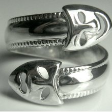 Drama Masks Sterling Silver Adjustable Spoon Ring