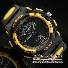 Dual-mode Movement Unisex Children Boys Girls Sport LED Electronic Watch fashion - Yellow - Other