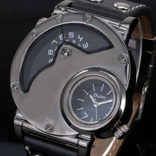 Dual Time Circular & Analog Mens Quartz Watch Unusual