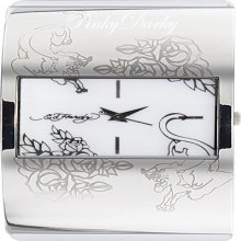 Ed Hardy Icon Lazer Etched Graphic/custom Leather Dial Designer Watch-last1