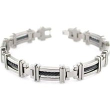 Edward Mirell Cable Squared Titanium Bracelet with Black Cable