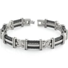 Edward Mirell Cable Squared Double Black Titanium Cable Link Bracelet