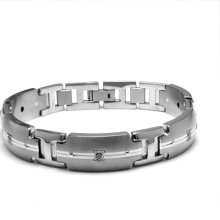 Edward Mirell Royale Titanium Black Diamond Bracelet with Sterling Silver