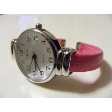 Eikon Large Face Hot Pink Snakeskin Leather Narrow Cuff Band Watch