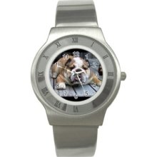 English Bulldog Stainless Steel Wrist Watch Gift