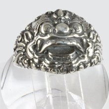 Ethnic and tribal jewelry - sterling silver men's ring with hindu