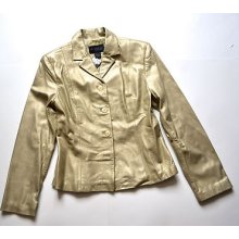 Express Fitted Metallic Genuine Leather Blazer/jacket Women Sz 7/8 $225