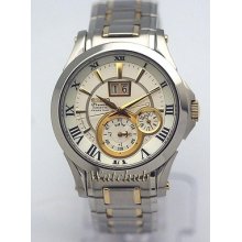 Exquisite Seiko 2tone Gents Premier 180days Kinetic Perpetual W/r Watch Snp022p1