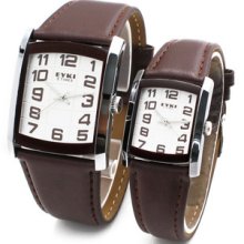 Eyki Lover's Plain Style Leather Band Quartz Watch Square Wrist Watch 1pc