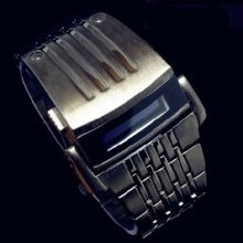 F05216 Men's Iron Man Style Robot Electronic Digital Led Steel Wrist Watch